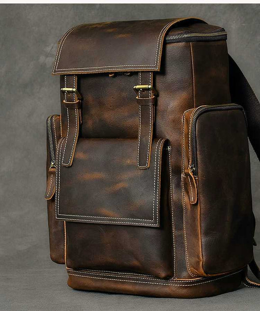 Mochila de Cuero Crazy Horse para Hombre - Portacomputadora 15.6" de Gran Capacidad - Image 5