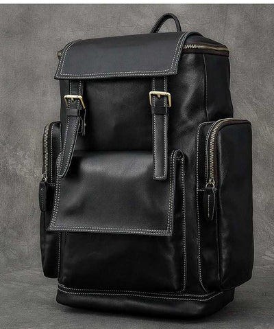 Mochila de Cuero Crazy Horse para Hombre - Portacomputadora 15.6" de Gran Capacidad