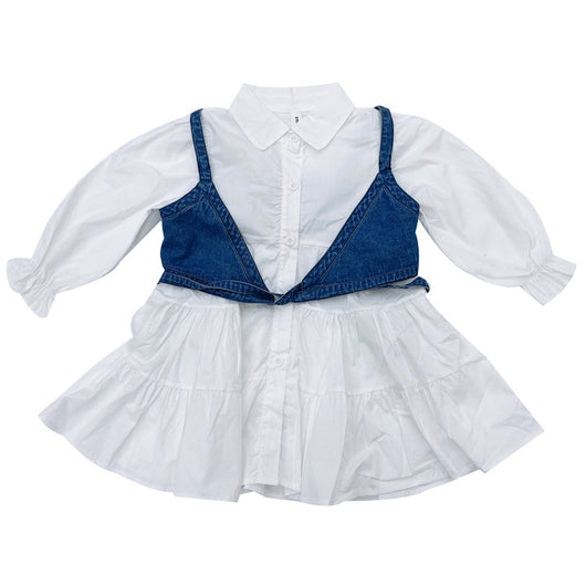 Conjunto Denim Two-Piece con Mangas Abullonadas Retro