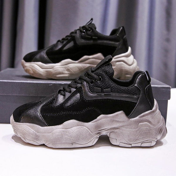 Tenis Plataforma Gruesa para Mujer - Suela Reforzada Estilo Daddy Shoes Negro