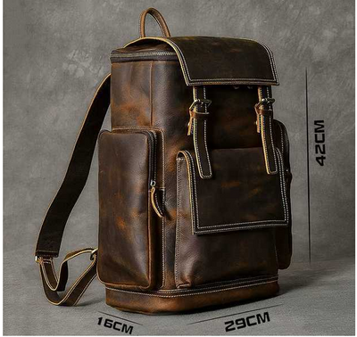 Mochila de Cuero Crazy Horse para Hombre - Portacomputadora 15.6" de Gran Capacidad - Image 8
