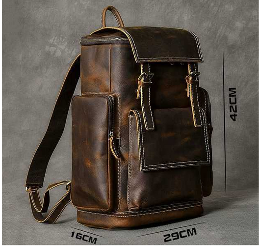 Mochila de Cuero Crazy Horse para Hombre - Portacomputadora 15.6" de Gran Capacidad - Image 8