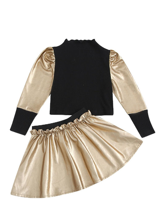 Conjunto de Falda Corta en Cuero PU para Niñas - Image 2
