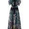Vestido Floral con Mangas Abullonadas y Vuelo Amplio para Playa