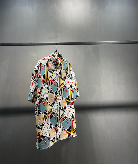 Camisa Suelta Estampada de Manga Corta