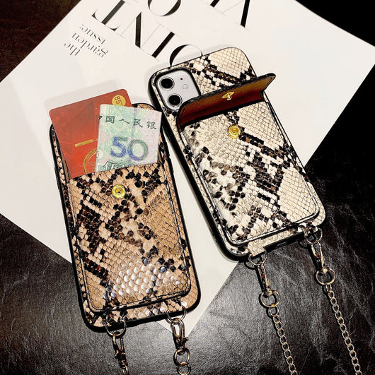 Funda Cartera Compatible con iPhone 11, 8 Plus y 7 Plus - Diseño Serpiente con Correa Cruzada - Image 13