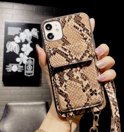 Funda Cartera Compatible con iPhone 11, 8 Plus y 7 Plus - Diseño Serpiente con Correa Cruzada - Image 3