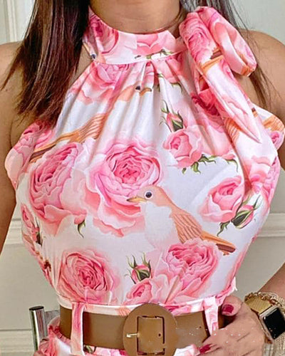 Conjunto de Shorts Casual con Estampado Floral Blanco Europeo - Image 5