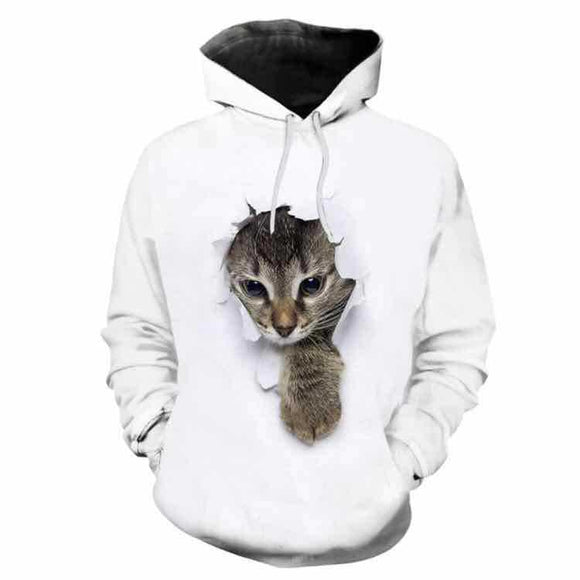 Suéter para Hombre con Estampado 3D de Gato Explosivo
