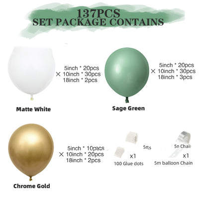 Paquete de Globos Retro Verde Platinum para Bodas y Fiestas - Image 3