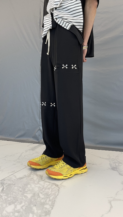 Pantalones Rectos Talla Grande con Cinturón Metálico y Pierna Ancha - Image 7