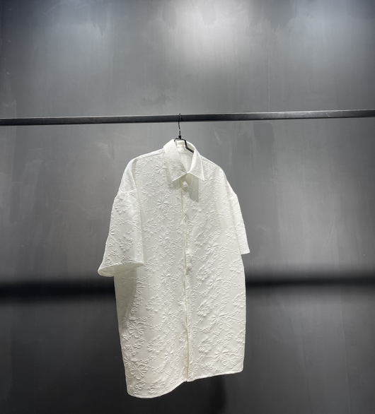 Camisa Jacquard Floral Unisex - Fresca, Transpirable y Cómoda para Parejas - Image 6