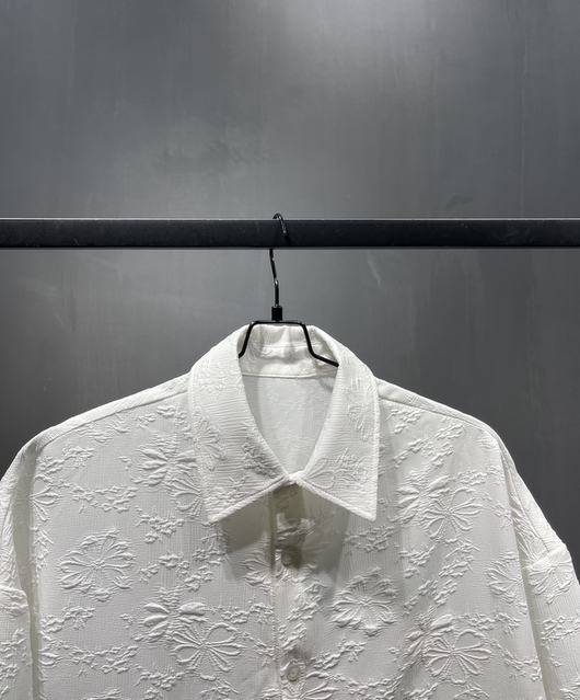 Camisa Jacquard Floral Unisex - Fresca, Transpirable y Cómoda para Parejas - Image 9
