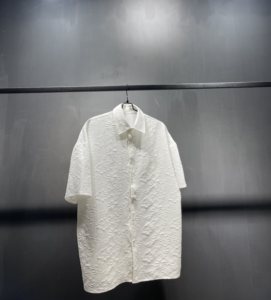 Camisa Jacquard Floral Unisex - Fresca, Transpirable y Cómoda para Parejas - Image 3
