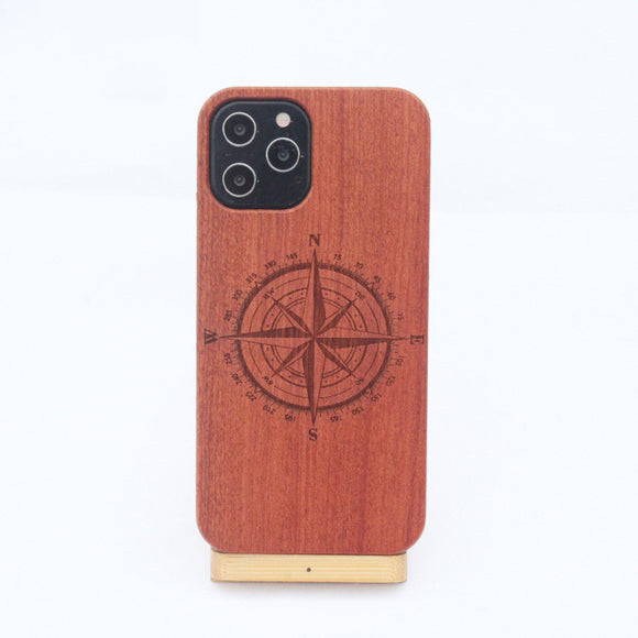 Funda iPhone 12 y 12 Pro Max Madera de Palisandro con Grabado Bambú - Protección Elegante y Resistente