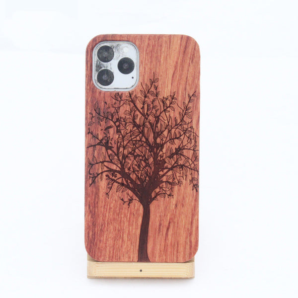 Funda iPhone 12 y 12 Pro Max Madera de Palisandro con Grabado Bambú - Protección Elegante y Resistente