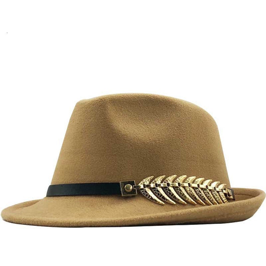 Sombrero Retro Jazz Británico con Decoración de Cinturón Espiga