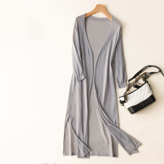 Cardigan Tejido Ice Silk Protección Solar Mujer - Abrigo Chal Midi - Image 13