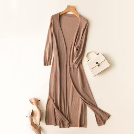 Cardigan Tejido Ice Silk Protección Solar Mujer - Abrigo Chal Midi - Image 15