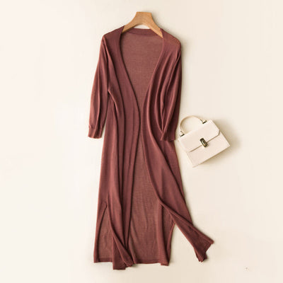Cardigan Tejido Ice Silk Protección Solar Mujer - Abrigo Chal Midi - Image 14