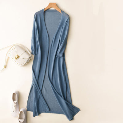 Cardigan Tejido Ice Silk Protección Solar Mujer - Abrigo Chal Midi - Image 18