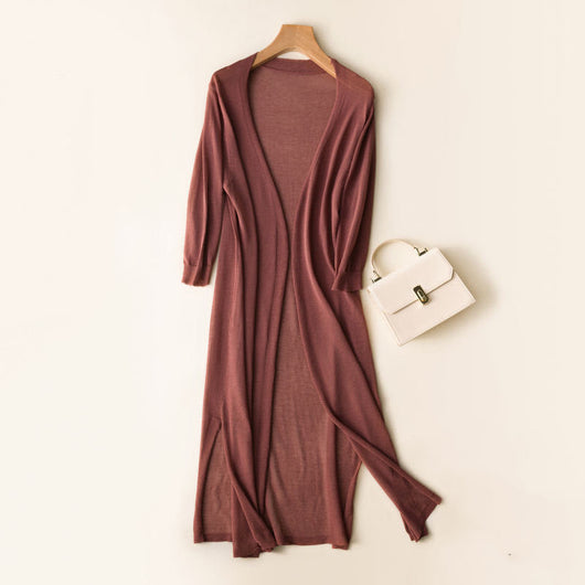 Cardigan Tejido Ice Silk Protección Solar Mujer - Abrigo Chal Midi - Image 9