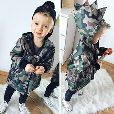 Chamarra Infantil con Capucha Dinosaurio Camuflaje Trendy