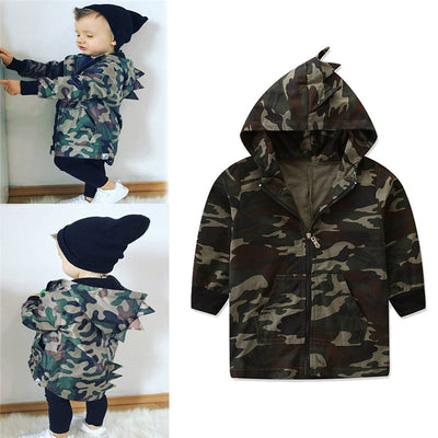 Chamarra Infantil con Capucha Dinosaurio Camuflaje Trendy - Image 3