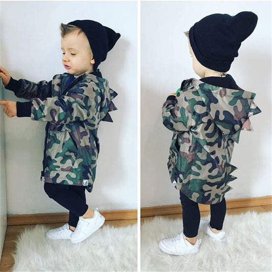 Chamarra Infantil con Capucha Dinosaurio Camuflaje Trendy - Image 2