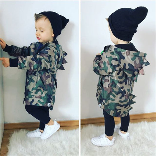 Chamarra Infantil con Capucha Dinosaurio Camuflaje Trendy - Image 2