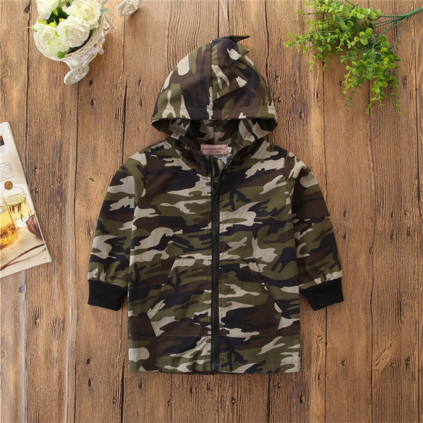 Chamarra Infantil con Capucha Dinosaurio Camuflaje Trendy - Image 4