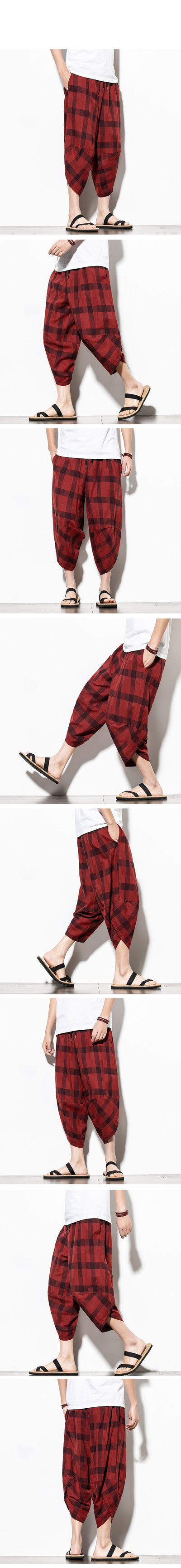 Pantalones Holgados de Algodón y Lino Estilo Chino para Hombre - Image 7