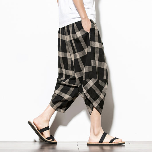 Pantalones Holgados de Algodón y Lino Estilo Chino para Hombre - Image 4