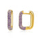 S925 Plateado Single Fashion Micro-Inlaid Zircon Earrings Geometric Square Earrings Personality Trendy Simple Female Earrings Morado