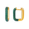 S925 Plateado Single Fashion Micro-Inlaid Zircon Earrings Geometric Square Earrings Personality Trendy Simple Female Earrings Verde