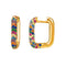 S925 Plateado Single Fashion Micro-Inlaid Zircon Earrings Geometric Square Earrings Personality Trendy Simple Female Earrings Color