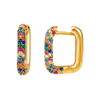 Aretes de Plata S925 con Zirconia Geométricos Cuadrados Minimalistas - Image 2