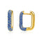 S925 Plateado Single Fashion Micro-Inlaid Zircon Earrings Geometric Square Earrings Personality Trendy Simple Female Earrings Azul