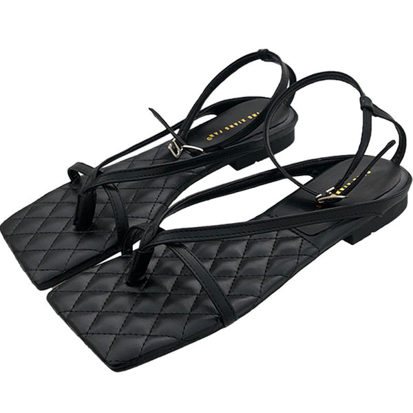 Sandalias Planas con Punta Cuadrada Estilo Minimalista para Mujer