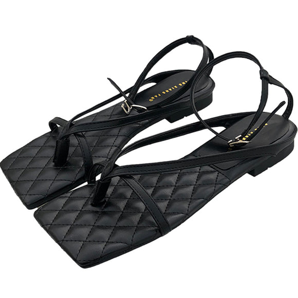 Sandalias Planas con Punta Cuadrada Estilo Minimalista para Mujer
