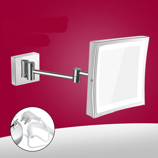 Espejo de Baño con Luz LED Plegable en Acero Inoxidable