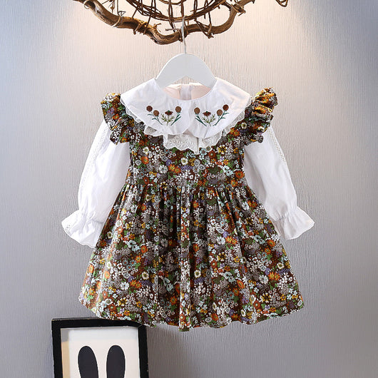 Conjunto de Falda Floral Infantil Primavera - Blusa y Falda Estilo Occidental para Niñas - Image 9