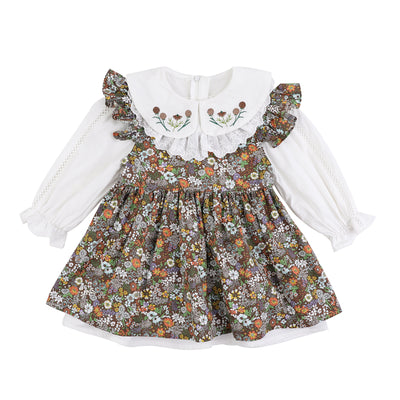 Conjunto de Falda Floral Infantil Primavera - Blusa y Falda Estilo Occidental para Niñas - Image 3
