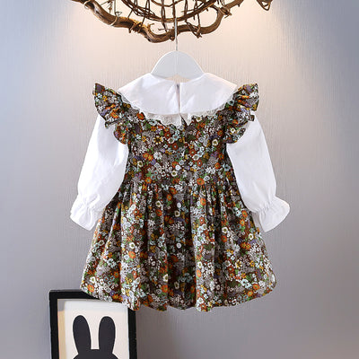 Conjunto de Falda Floral Infantil Primavera - Blusa y Falda Estilo Occidental para Niñas - Image 2