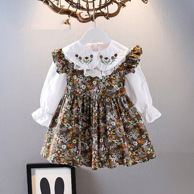 Conjunto de Falda Floral Infantil Primavera - Blusa y Falda Estilo Occidental para Niñas - Image 4
