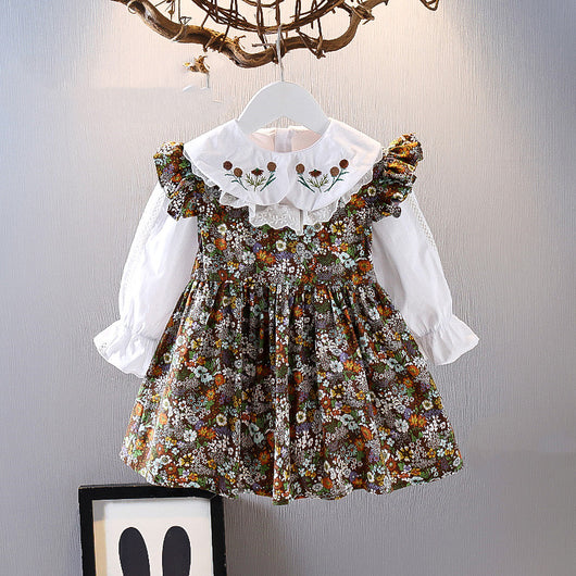 Conjunto de Falda Floral Infantil Primavera - Blusa y Falda Estilo Occidental para Niñas - Image 4