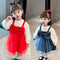 Vestido Infantil Dos Piezas con Falda de Moño para Primavera y Otoño