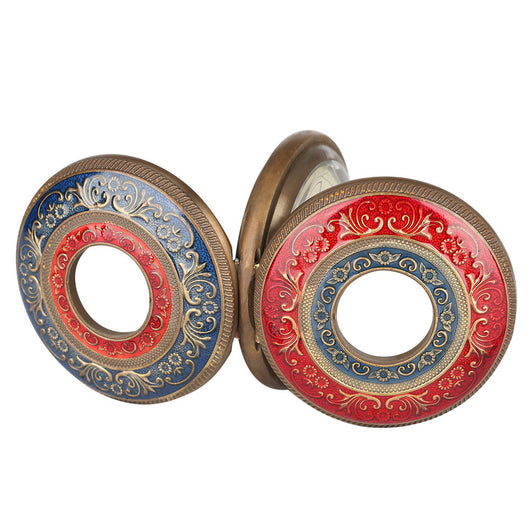 Reloj de Bolsillo Mecánico de Cobre Puro con Volante, Diseño Hueco Rojo y Azul - Image 8