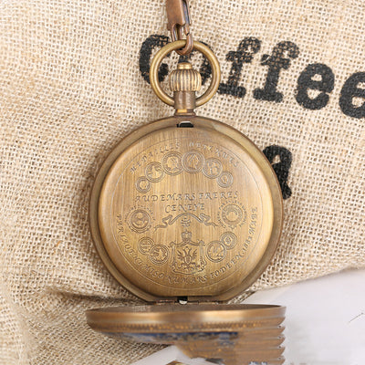Reloj de Bolsillo Mecánico de Cobre Puro con Volante, Diseño Hueco Rojo y Azul - Image 6