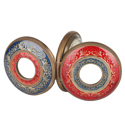Reloj de Bolsillo Mecánico de Cobre Puro con Volante, Diseño Hueco Rojo y Azul - Image 3